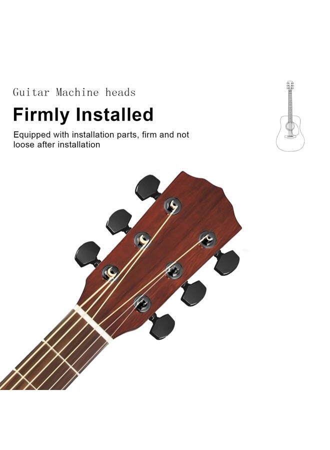 SAPHUE 6 Pieces 3L3R Guitar tuner pegs,Big Square Sealed guitar tuning pegs tuners machine heads,for Acoustic or Electric Guitar (Black) - Image 4