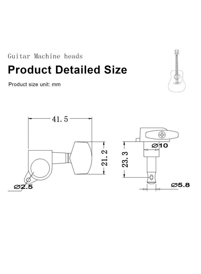 SAPHUE 6 Pieces 3L3R Guitar tuner pegs,Big Square Sealed guitar tuning pegs tuners machine heads,for Acoustic or Electric Guitar (Black) - Image 5