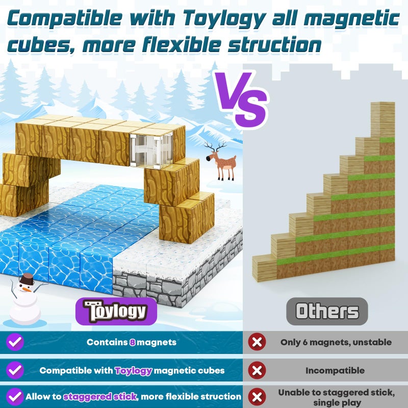 Toylogy Magnetic Blocks-Build Mine Magnet World Ice Edtion Building Craft, Toys for Girls Age 3 4 5 6 7 8 STEM Sensory Kids Games Toys for Toddler Christmas Birthday Gifts for 3+ Years Old Girls & Boys - Image 3