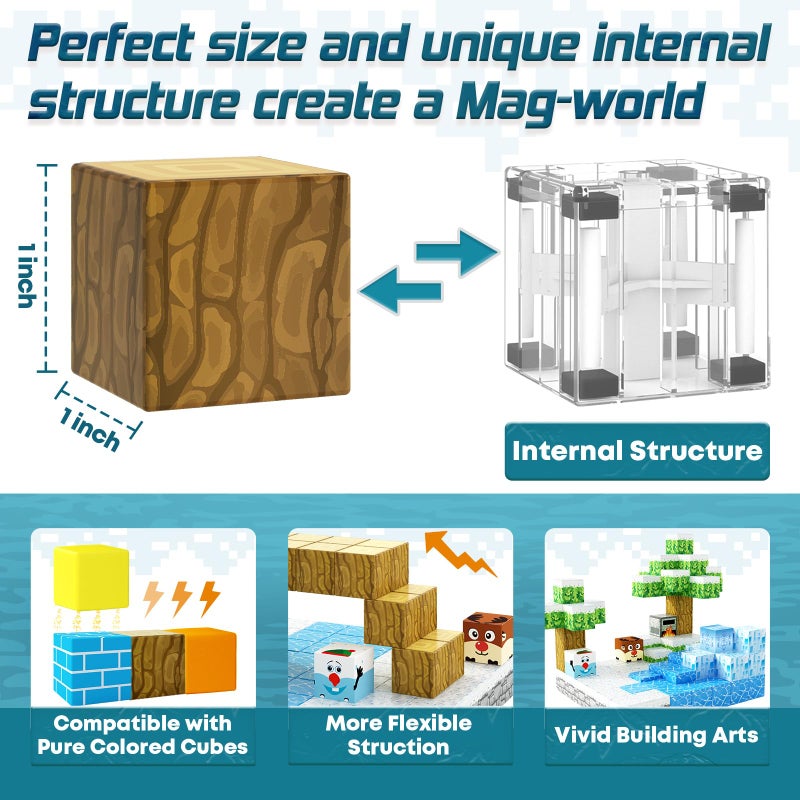 Toylogy Magnetic Blocks-Build Mine Magnet World Ice Edtion Building Craft, Toys for Girls Age 3 4 5 6 7 8 STEM Sensory Kids Games Toys for Toddler Christmas Birthday Gifts for 3+ Years Old Girls & Boys - Image 4