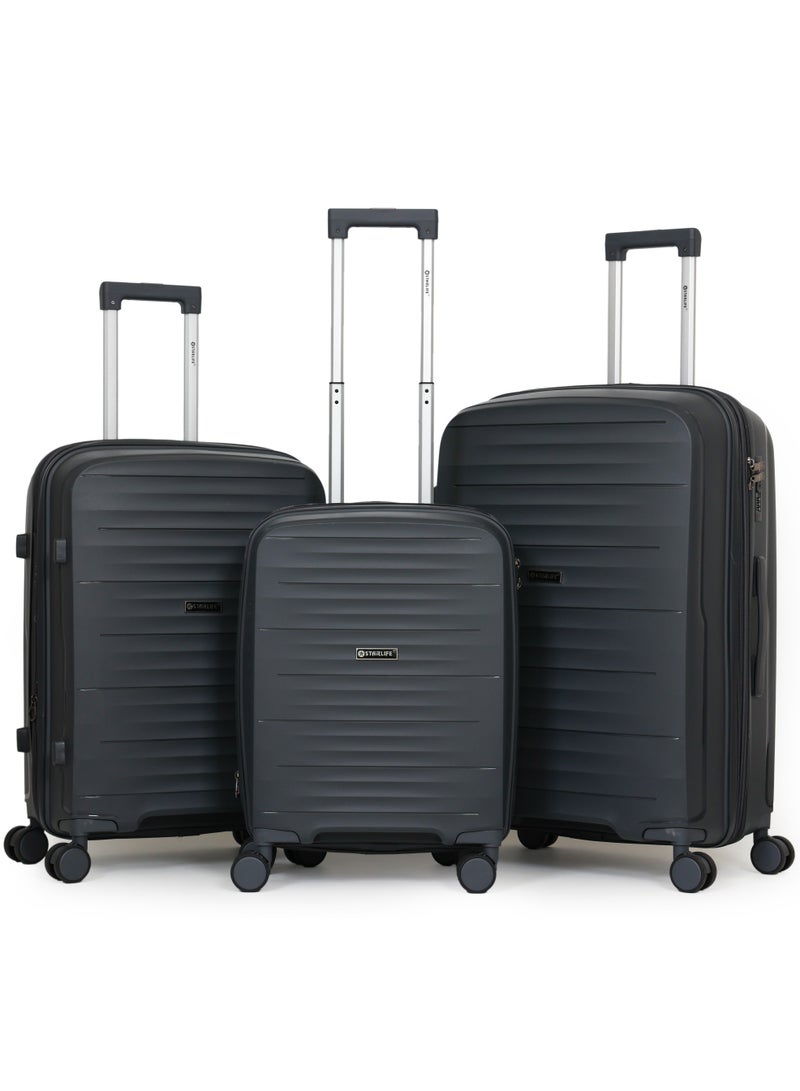 ستار لايف مجموعة الأمتعة 3 قطع PP حقيبة جانبية صلبة 360 درجة عجلات دوارة مجموعة حقائب سفر ترولي مع قفل TSA 20/24/28 بوصة - Image 1