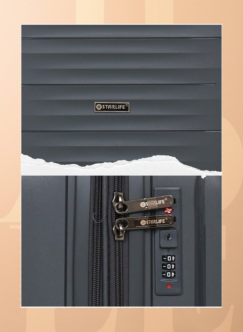 ستار لايف مجموعة الأمتعة 3 قطع PP حقيبة جانبية صلبة 360 درجة عجلات دوارة مجموعة حقائب سفر ترولي مع قفل TSA 20/24/28 بوصة - Image 5