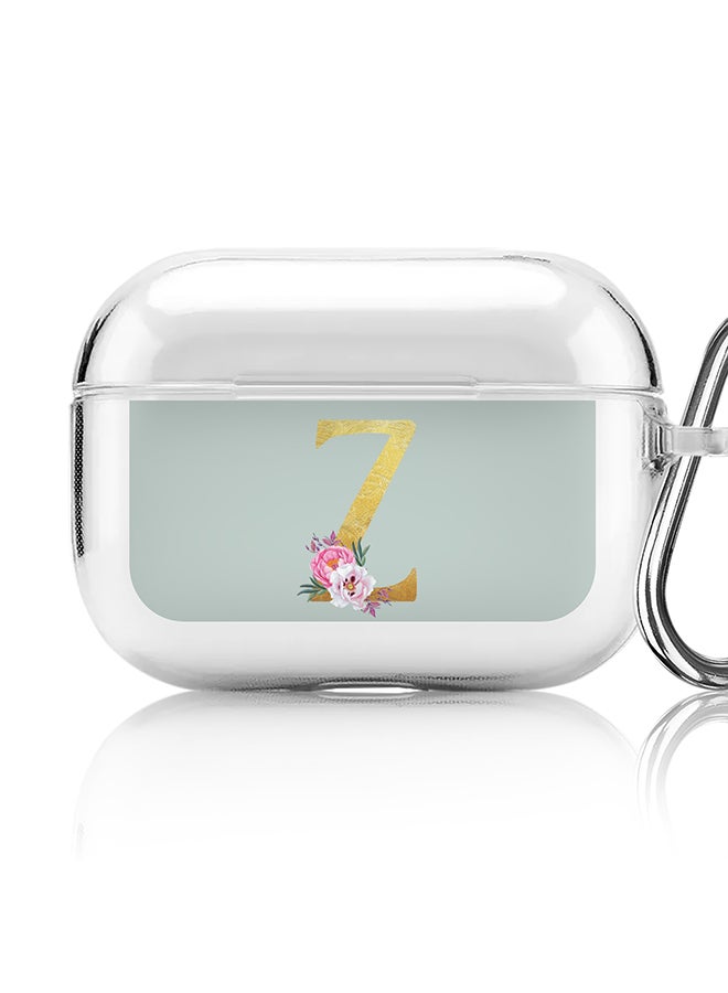 Stylizedd Classic Clear printed Case for Apple AirPods Pro 2nd Generation Thin Transparent Cover - Custom Monogram Initial Letter Floral Pattern Alphabet - Z ( Light Green ) - Image 1