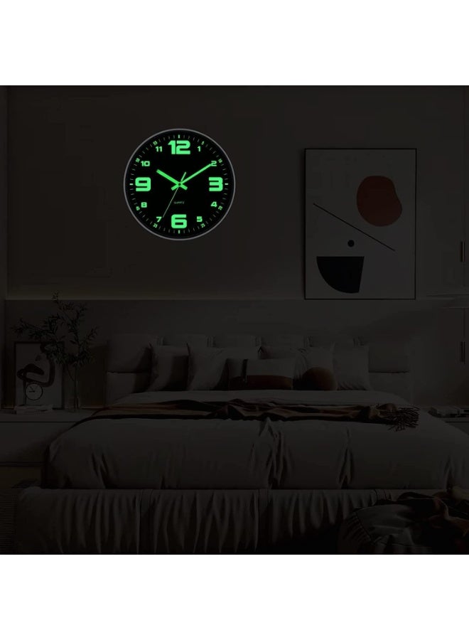 رات سو 12 بوصة ساعة مضيئة بطارية مشغلة توهج صامت في الظلام جدار الساعة لمكتب مطبخ غرفة المعيشة ديكر غرفة المعيشة - Image 2