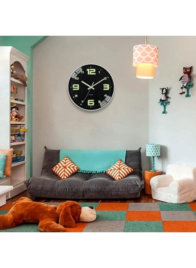 رات سو 12 بوصة ساعة مضيئة بطارية مشغلة توهج صامت في الظلام جدار الساعة لمكتب مطبخ غرفة المعيشة ديكر غرفة المعيشة - Image 4