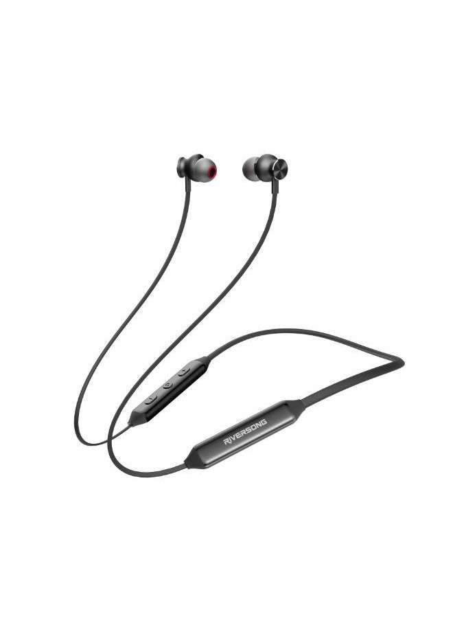 RIVERSONG Stream L2 Wireless Neckband earphones, HD Stereo Sound, Sweat Proof, Comfort Fit, Black Color  - Image 1