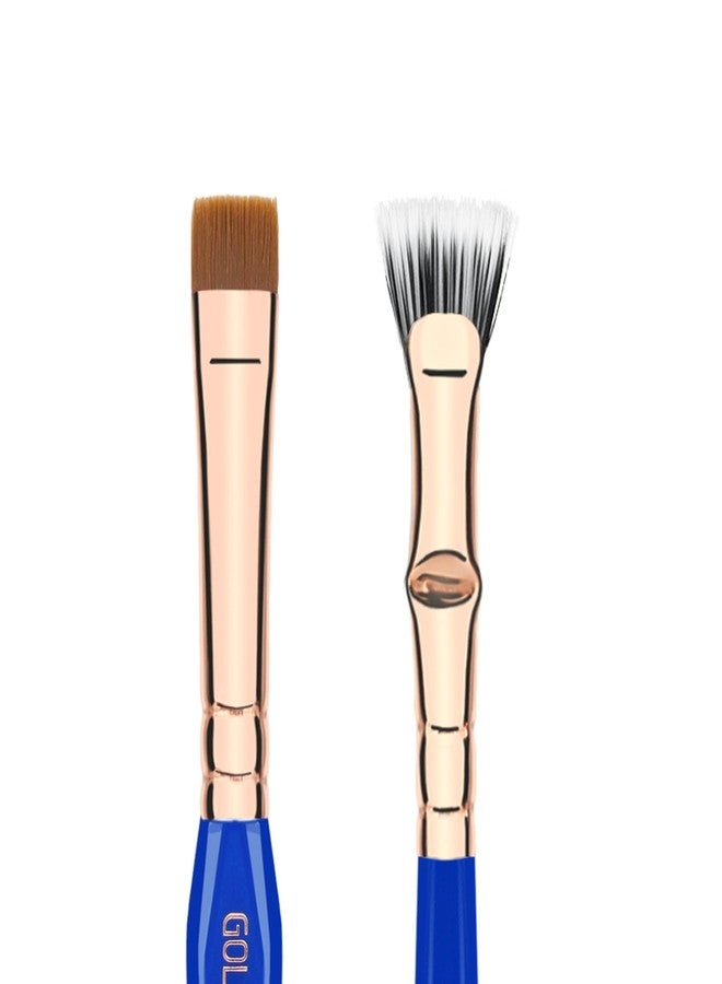 Bdellium Tools Professional Makeup Brush - Golden Triangle 727 Double-Ended Bent Lash Fan/Flat Definer - With All-Vegan Synthetic Fibers, For Clean, Clump-free Mascara Application (Blue, 1pc) - Image 2