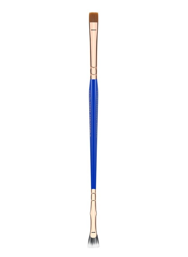 Bdellium Tools Professional Makeup Brush - Golden Triangle 727 Double-Ended Bent Lash Fan/Flat Definer - With All-Vegan Synthetic Fibers, For Clean, Clump-free Mascara Application (Blue, 1pc) - Image 1