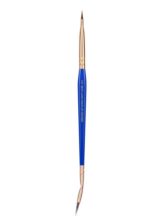 Bdellium Tools Professional Makeup Brush - Golden Triangle 727 Double-Ended Bent Lash Fan/Flat Definer - With All-Vegan Synthetic Fibers, For Clean, Clump-free Mascara Application (Blue, 1pc) - Image 3
