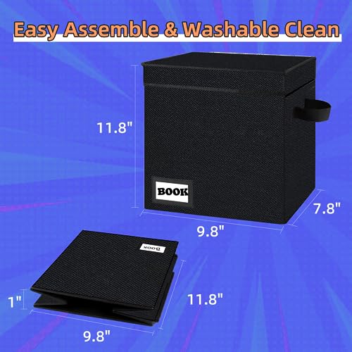 YNSZAS Comic Book Storage Short Box, 11.8" X 9.8" X 7.8", Holds 100-120 Collection Book, Heavy Duty Comic Collection Gift Bin Container Holder Shelf (Black) - Image 4