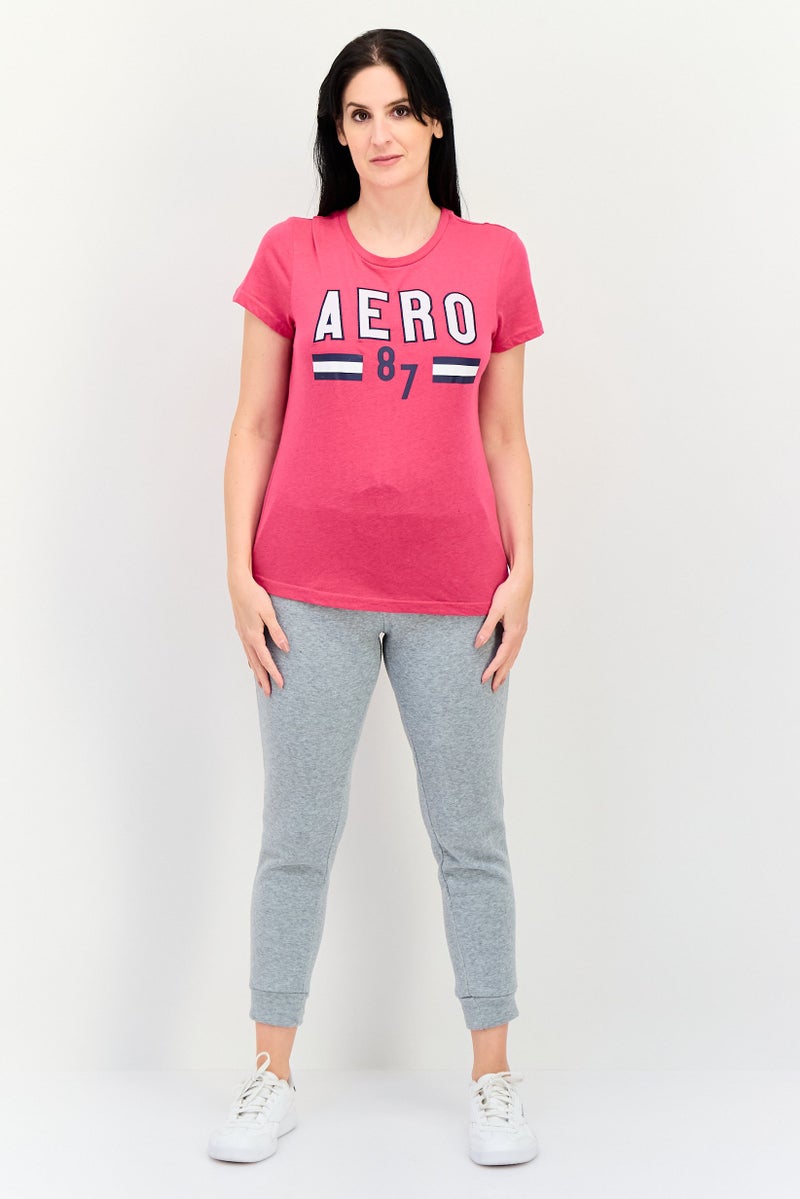 Aeropostale تي شيرت تدريب قصير الأكمام للنساء، وردي - Image 4