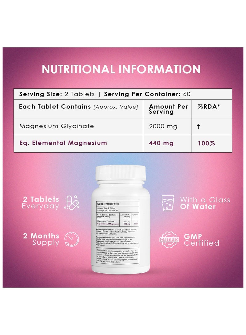 Ambrosial Chelated Magnesium Glycinate 2000mg | Provides 440mg Elemental Magnesium per Serving | 120 Vegan Tablets - Image 4