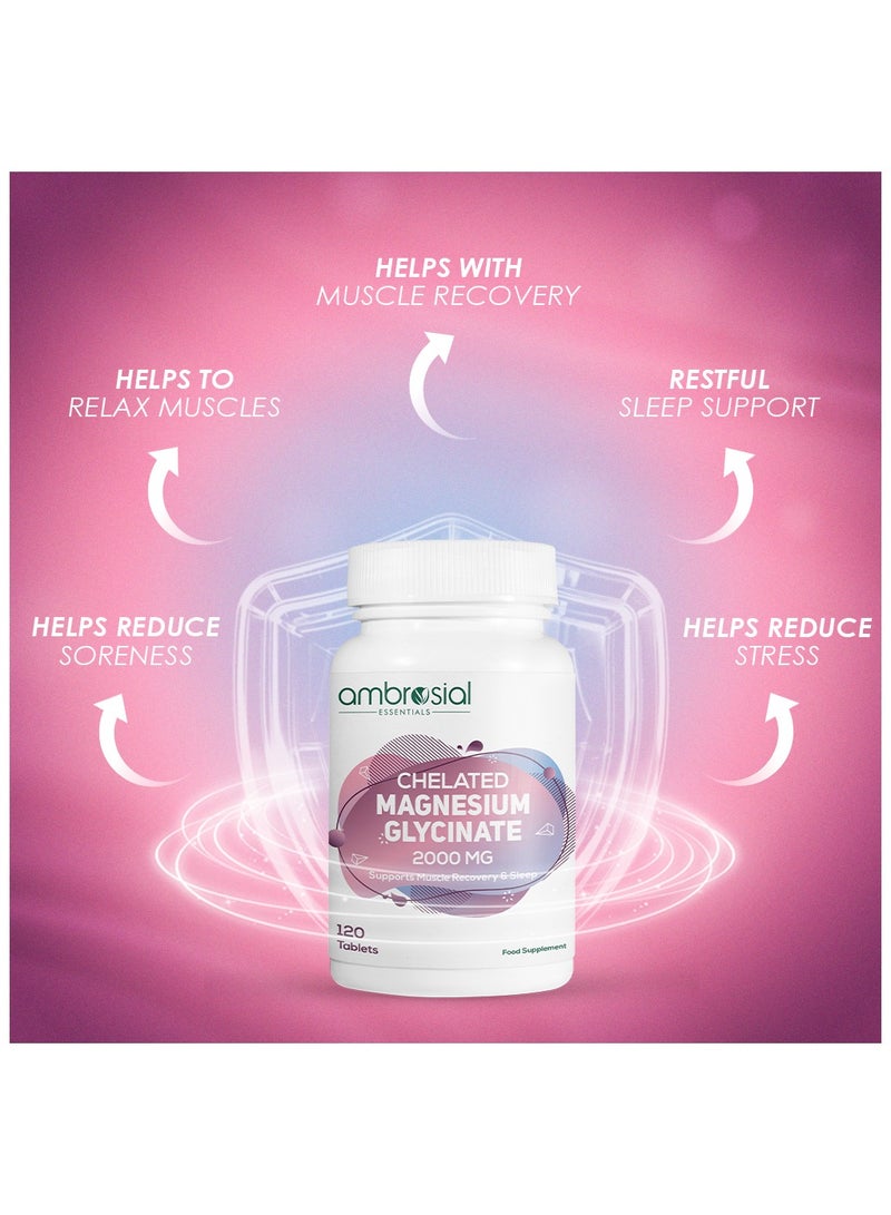 Ambrosial Chelated Magnesium Glycinate 2000mg | Provides 440mg Elemental Magnesium per Serving | 120 Vegan Tablets - Image 2