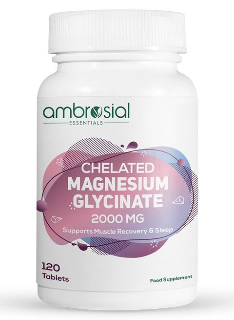 Ambrosial Chelated Magnesium Glycinate 2000mg | Provides 440mg Elemental Magnesium per Serving | 120 Vegan Tablets