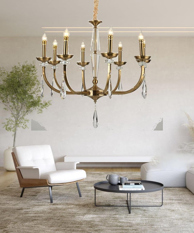 CITRA 8 Light Antique Brass Italian Chandelier Light for Dining Hall - Warm White - Image 3