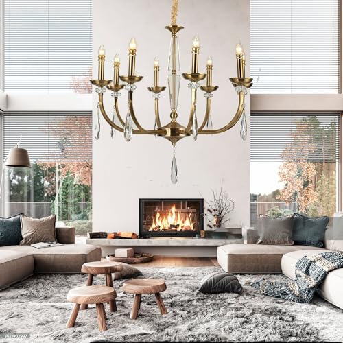 CITRA 8 Light Antique Brass Italian Chandelier Light for Dining Hall - Warm White - Image 1