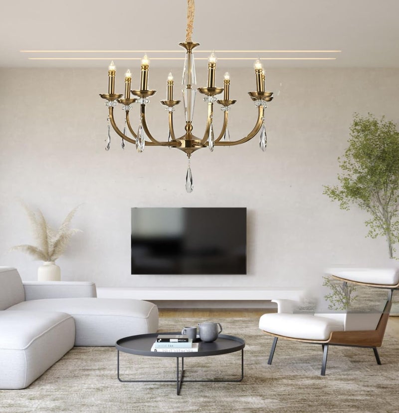 CITRA 8 Light Antique Brass Italian Chandelier Light for Dining Hall - Warm White - Image 2