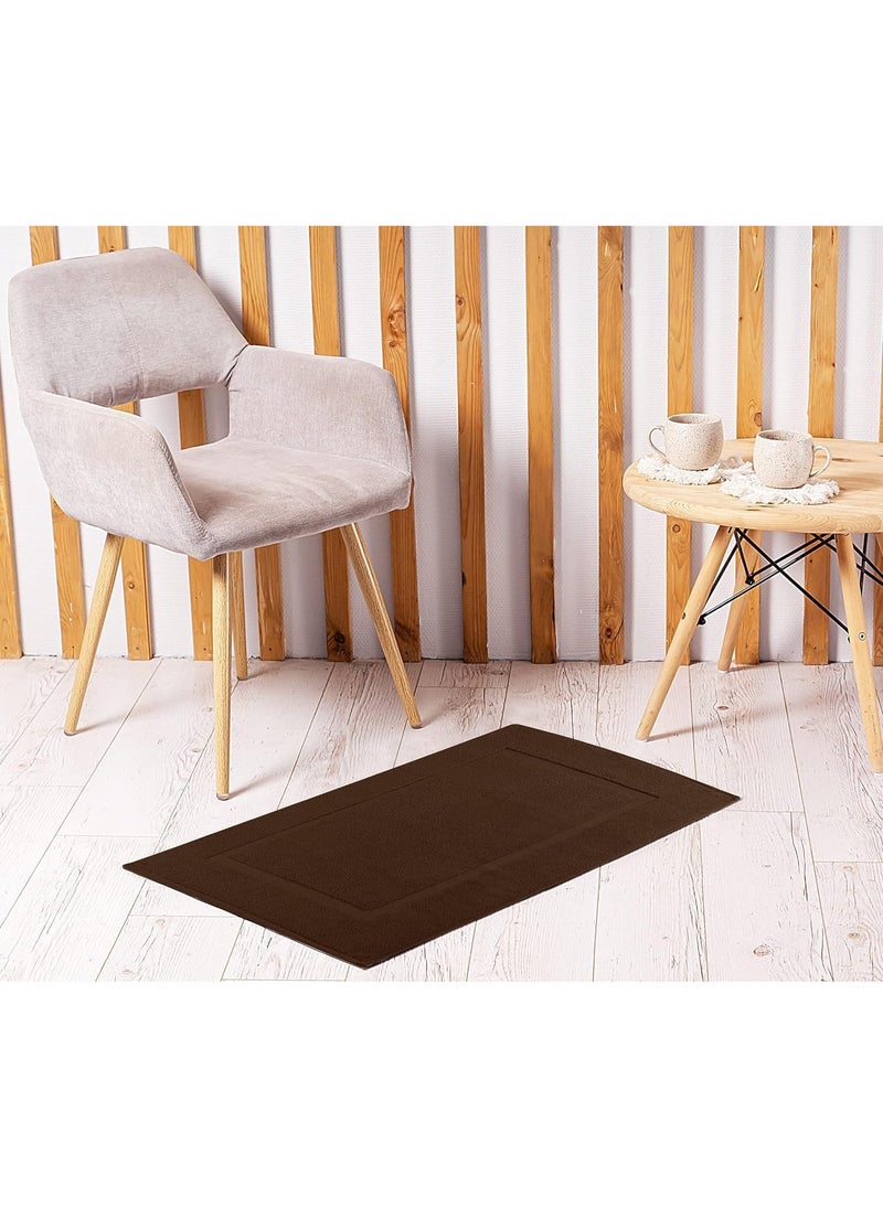 سيجنولا دواسه حمام فاخر مخطط – منشفة أرضية من قطعة واحدة – مقاومة للانزلاق و ماصة – قطن فندقي سبا للاستحمام/حوض الاستحمام [ليس سجادة حمام]، 50 × 70 سم، لون بني. - Image 4