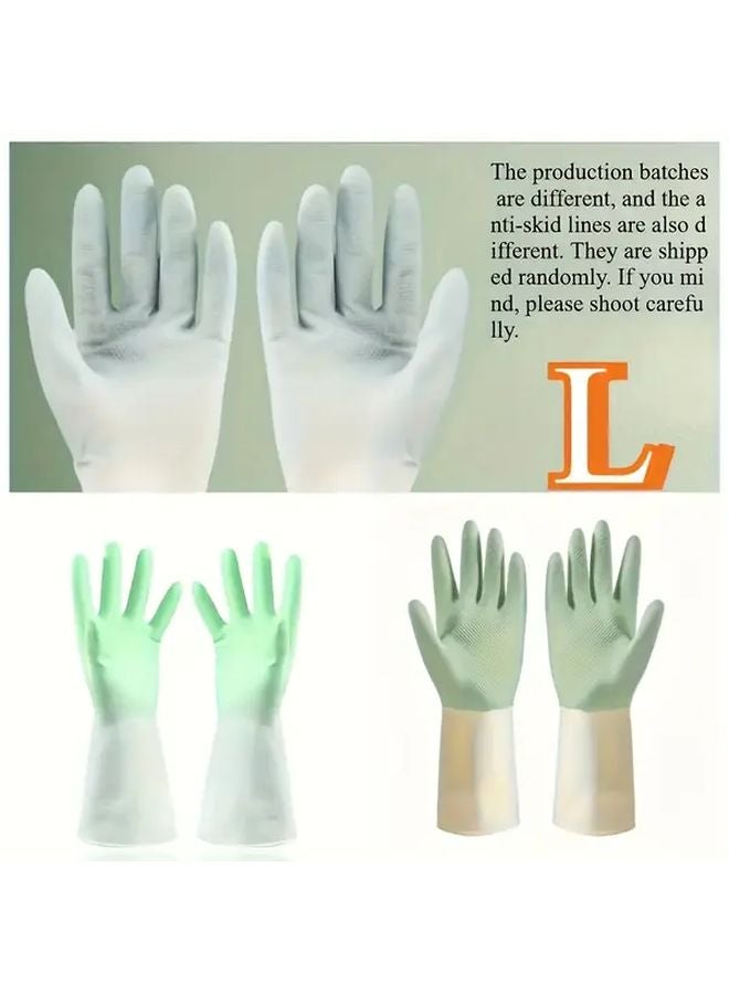 Thick Waterproof Latex Kitchen Gloves Green Large Non Slip Grip Dishwashing Cleaning Household Use - Image 1