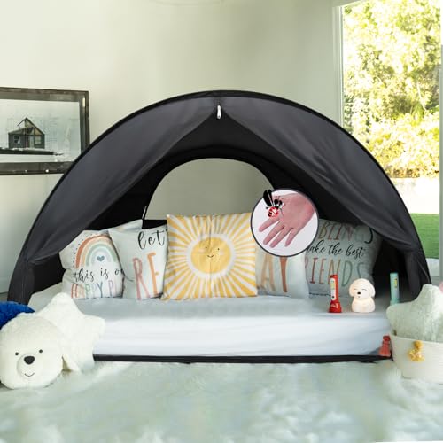 LEEDOR Pop Up Bed Tent with Mesh Shade Cloth WindowBed Canopy Shelter Cabin Indoor Privacy Space Sleeping TentsBlackout Light Reduction Breathable Dream Tent Portable for Kids Adults Full - Image 1