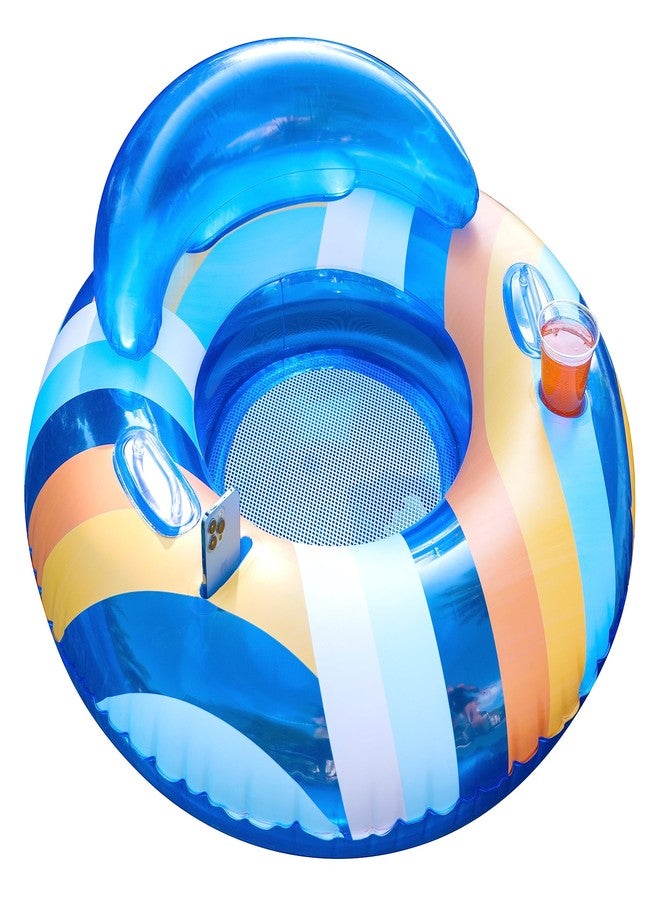 PoolCandy 46" Deluxe Pool Tube with Backrest and Phone Holder from Good Vibes Collection. Great to use in The Pool, Lake or as a River Tube. - Image 1