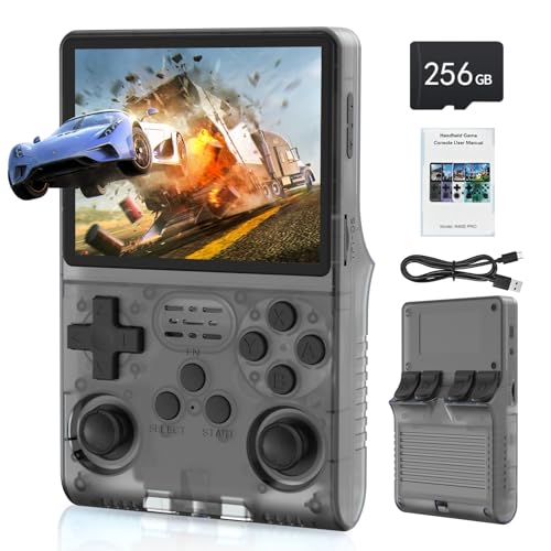 FVBADE30000 in 1 R40S PRO Handheld Game Console 35 inch IPS Screen Mini Retro Console 3800mAh Portable Pocket Arcade 45 Mainstream Emulator 256G TF Card TransparentBlack - Image 1