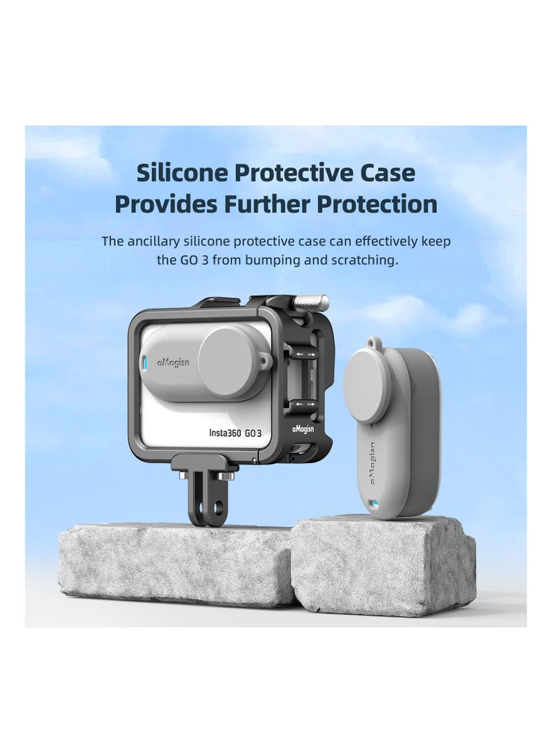 SYOSI Aluminum Frame Cage for Insta360 GO 3, Metal Protective Frame Cage Lens Silicone Case with Metal Protective Housing Aluminum Frame with Cold Shoe Mount Compatibel with Official Pivot Stand Mount - Image 4