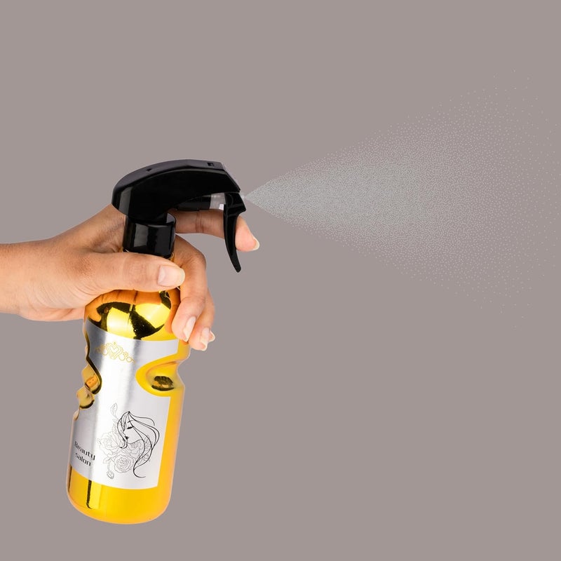 DAYANIDHI 500ml Refillable Misting Sprayer Bottle  Clear Plastic Barber Water Bottle for Hairdressing  Hand Press Watering Can for Styling Plants  Cleaning  Golden Color 1 Piece - Image 4