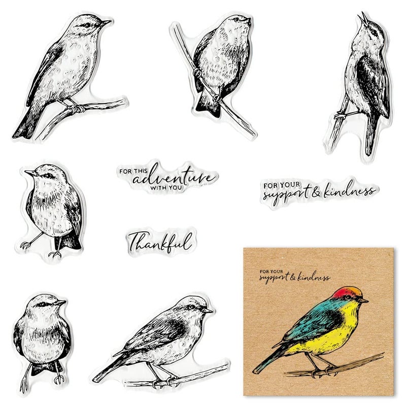 Hying Hying Bird Words Clear Stamps for Card Making Spring Blessing Words Transparent Rubber Stamps for Bullet Journal DIY Scrapbook Decoration Handmade Crafts Notebook