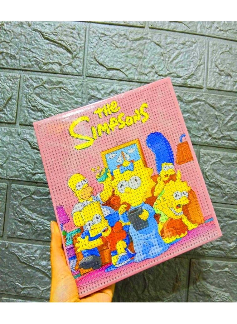 داي مجموعة الرسم الماسي ثلاثي الأبعاد للأطفال لتنمية مهارات التركيز والصبر وتحسين التنسيق البصري 20 × 20 سم (عائلة سيمبسون) - Image 1