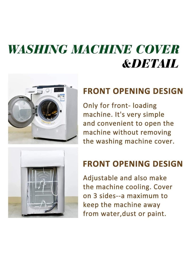 Washer Cover Dryer, Washine Machine Waterproof and dustproof thickening Front Loading, Silver Coating Oxford Cloth Roller Washing Sun resistant Dust - Image 4