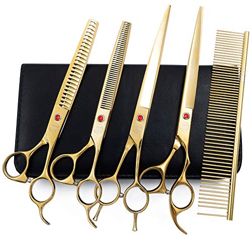 Moontay Professional Dog Grooming Scissors Set, 7 Inch/8 Inch Pet Grooming Scissors Chunkers Shears for Dog, Curved Dog Grooming Scissors, Thinning Shears for Dog with Grooming Comb - Image 2