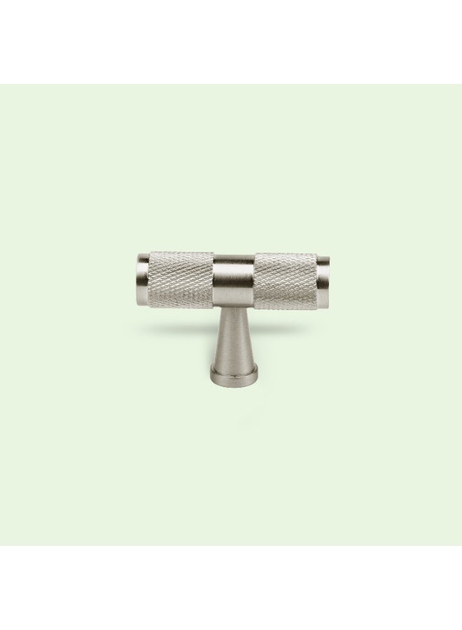 Cincinno Celestis Premium Solid Brass T-Knob Pull Handle With knurl pattern 15x50mm With 2-Year Colour Warranty – Stylish & Durable for Drawers, Kitchen Cabinets & Furniture (Satin Nickel Finish) - Image 1