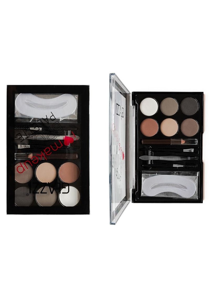 GLAZZI 6-color Eyebrow Powder With Eyebrow Brush set - Image 1