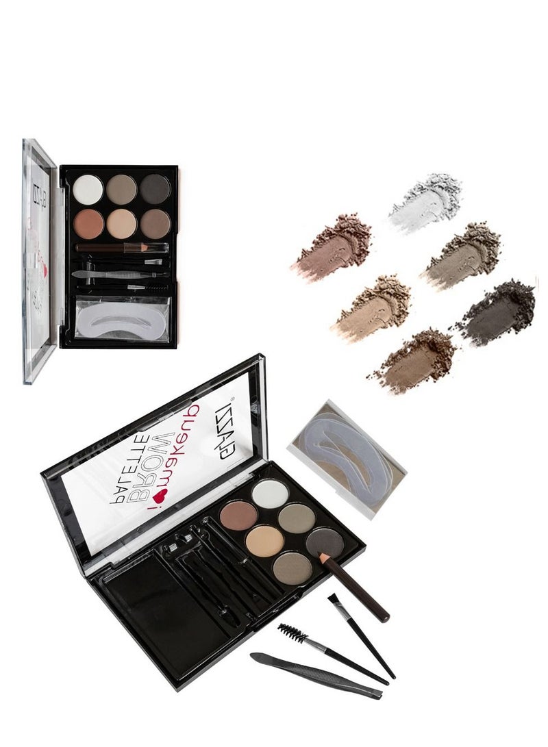 GLAZZI 6-color Eyebrow Powder With Eyebrow Brush set - Image 3