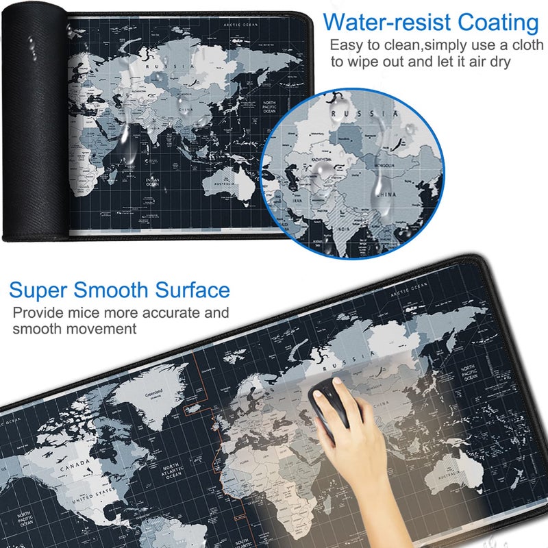 Naukay Large Gaming Mouse Pad With Stitched Edges  31.5X15.7 In Extended Computer Keyboard Mouse Mat  Water Resist Non-Slip Mousepad Rubber Base Long Xxl Desk Mousepad For Work & Gaming  Home  Map - Image 3