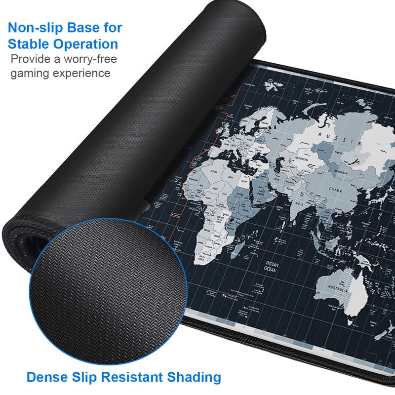 Naukay Large Gaming Mouse Pad With Stitched Edges  31.5X15.7 In Extended Computer Keyboard Mouse Mat  Water Resist Non-Slip Mousepad Rubber Base Long Xxl Desk Mousepad For Work & Gaming  Home  Map - Image 4