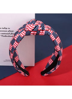 YAHPERN 4Th Of July Headband Accessories Outfits For Women American Flag Headband Usa Flag Star Knotted Headband Red White And Blue Patriotic Wide Top Knot Headband Independence Day Parade Party Gifts  - Image 3