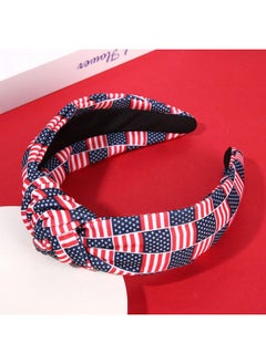 YAHPERN 4Th Of July Headband Accessories Outfits For Women American Flag Headband Usa Flag Star Knotted Headband Red White And Blue Patriotic Wide Top Knot Headband Independence Day Parade Party Gifts  - Image 2