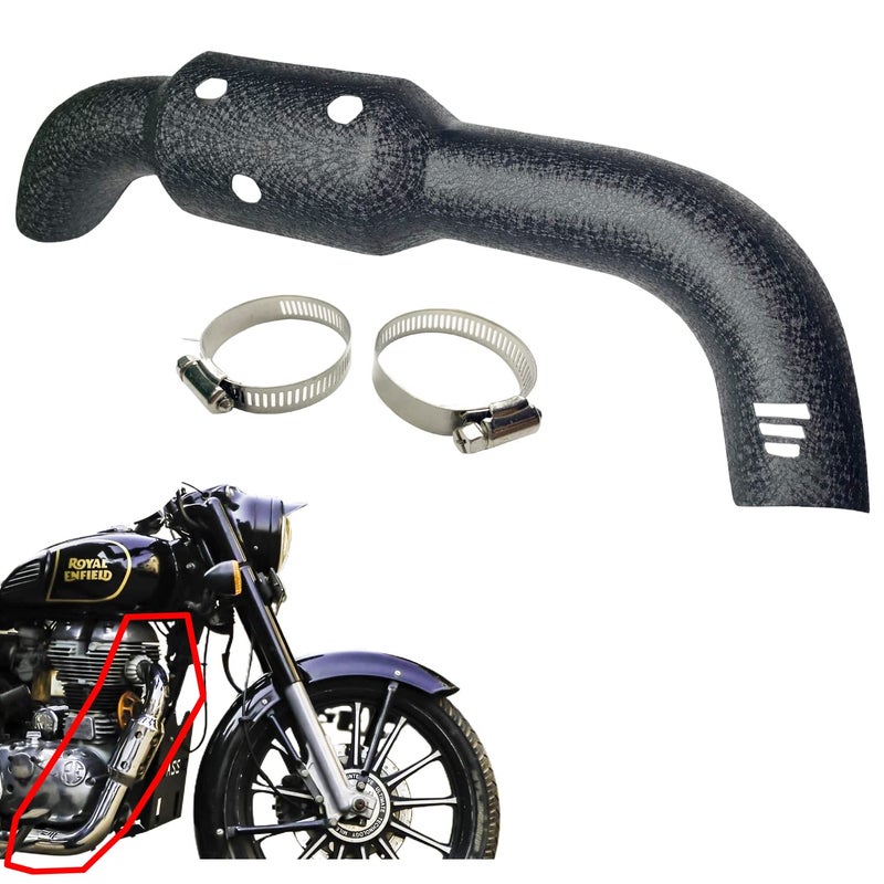 Dhe Best Bike Silencer Bend Pipe Heat Shield Protector/Cover Guard and Black only for Bs6 Model Compatible with RE Classic Battle Green 350 - Image 5