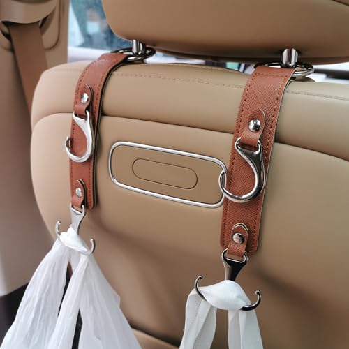 yicheyiyou Car Purse Hook for Men WomenUpgraded 3 in 1 Stronger Superior Leather Car Purse Holder Vehicle Seat Headrest Hanger Hooks for Grocery Bag Coats Umbrellas Handbag Car Hooks Car Accessories Interior - Image 1
