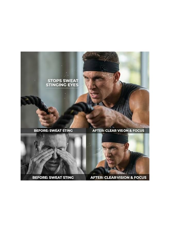 jaexest Mens Running Headband,5Pack,Mens Sweatband Sports Headband for Running,Cycling,Basketball,Yoga,Fitness Workout Stretchy Unisex Hairband - Image 4