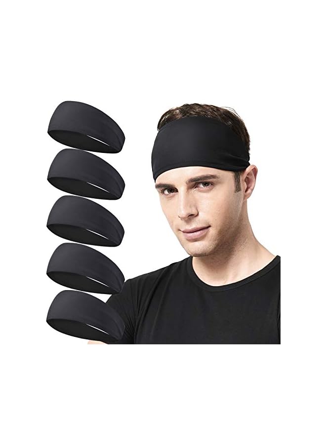 jaexest Mens Running Headband,5Pack,Mens Sweatband Sports Headband for Running,Cycling,Basketball,Yoga,Fitness Workout Stretchy Unisex Hairband - Image 1