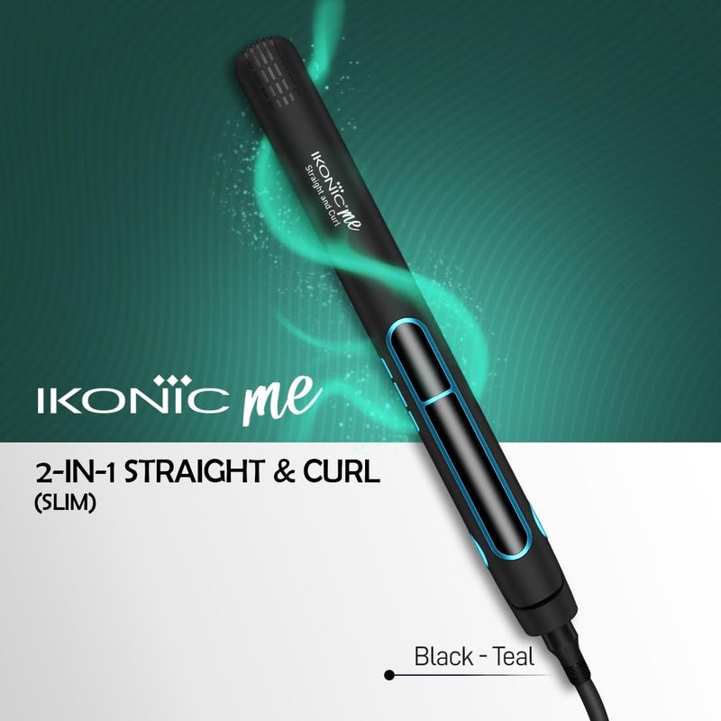 IKONIC أداة تصفيف الشعر 2 في 1 من إيكونيك - مستقيم ومجعد (رفيع - أسود وزمردي) - Image 2