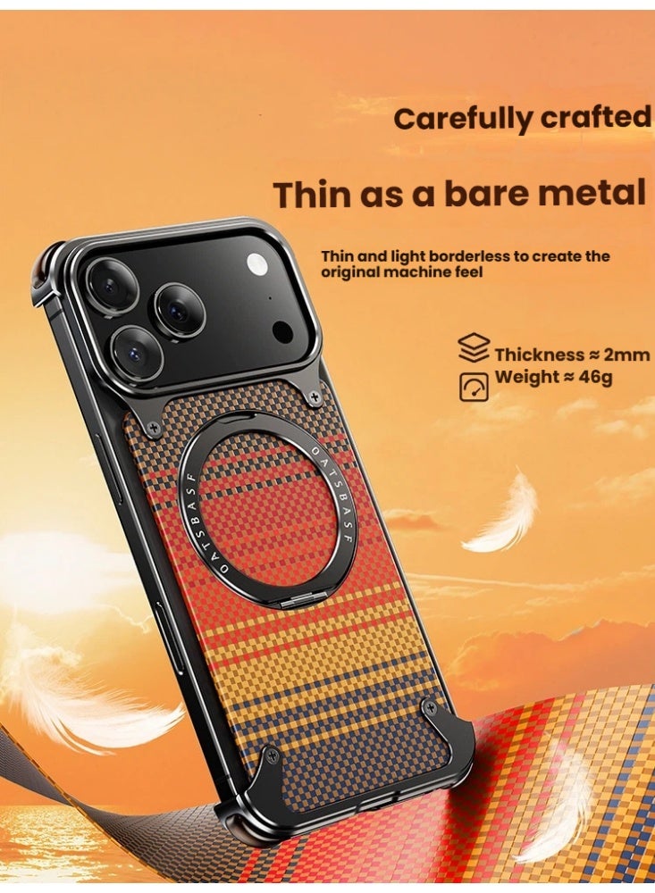 general Compatible with iPhone 17 Pro Max Carbon Fiber Phone Case Magnetic Stand with Shock-Absorbing Protection Slim  Scratch-Resistant MagSafe Compatible - Image 4