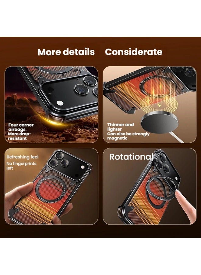 general Compatible with iPhone 17 Pro Max Carbon Fiber Phone Case Magnetic Stand with Shock-Absorbing Protection Slim  Scratch-Resistant MagSafe Compatible - Image 2