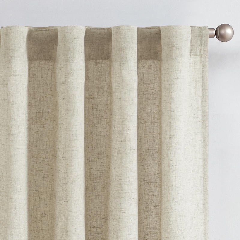 jinchan Linen Curtains with Privacy Lining 84 inch Length Lined Curtains for Living Room Bedroom Light Filtering Oatmeal Drapes Neutral Farmhouse Cottage Core Home Office Rod Pocket Back Tab 2 Panels - Image 1