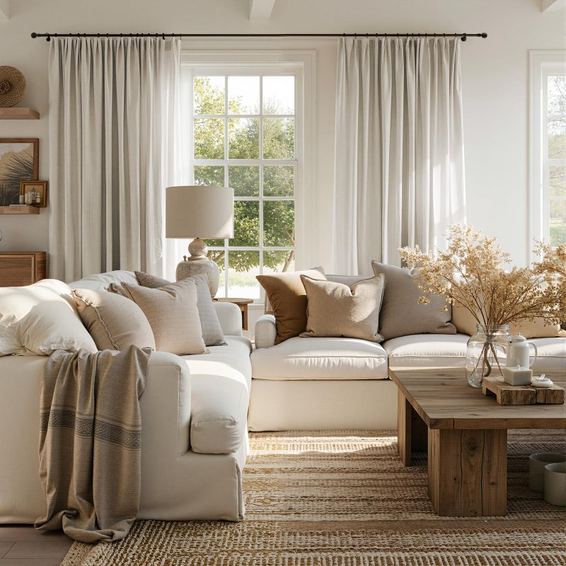 jinchan Linen Curtains with Privacy Lining 84 inch Length Lined Curtains for Living Room Bedroom Light Filtering Oatmeal Drapes Neutral Farmhouse Cottage Core Home Office Rod Pocket Back Tab 2 Panels - Image 5