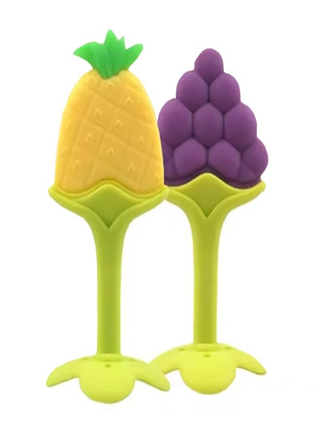 Fimalia Silicone Baby Teething, Fruit Shape Toy for 0-12 Months, BPA Free Silicone Soothing Teether Soft & Safe Gum Relief Toy (Multicolor) (Pack of 2) - Image 1