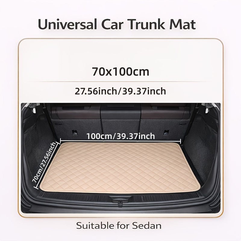 Black Blue Universal Car Trunk Mat Faux Leather Rhombus Pattern Durable Trunk Protector - Image 2